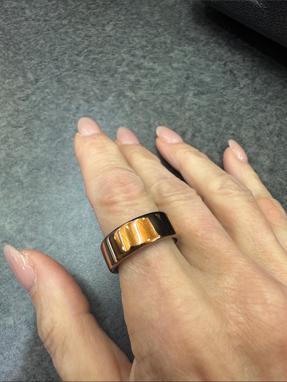 Oura Ring Gen 4 Wide Two-Tone Metal Ring - Rose Gold Accent Size 7